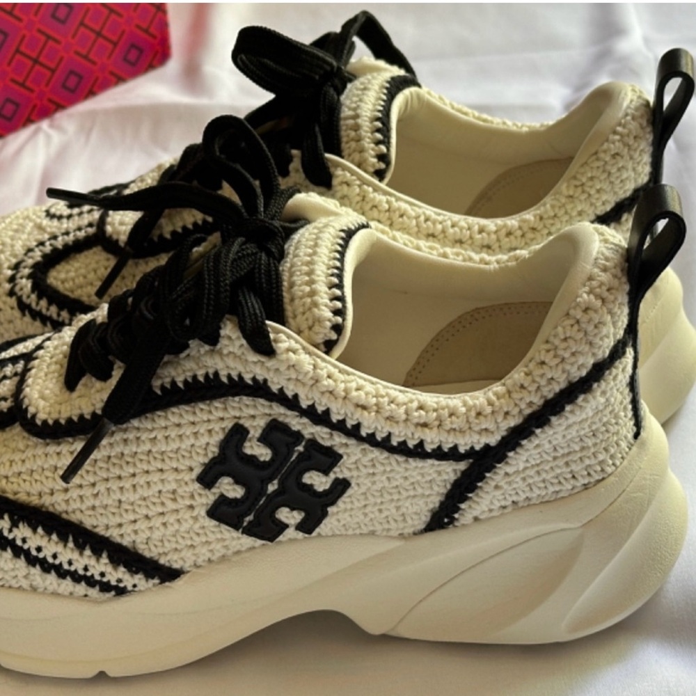 Tory Burch Good Luck Sneakers in Cream and Black